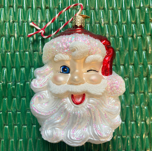 Winking Santa Holiday Ornament