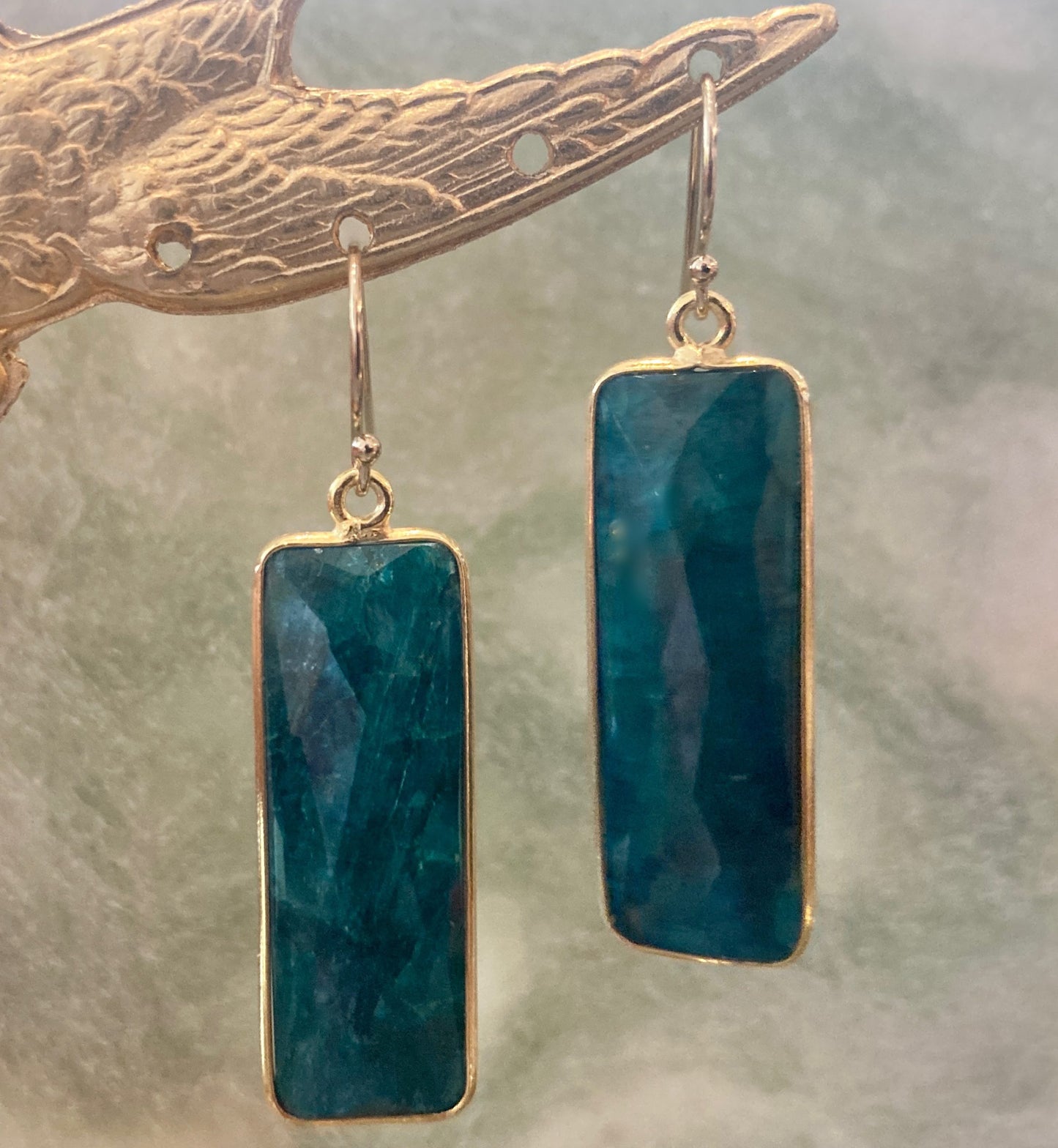 Rectangle Green Quartz Earring