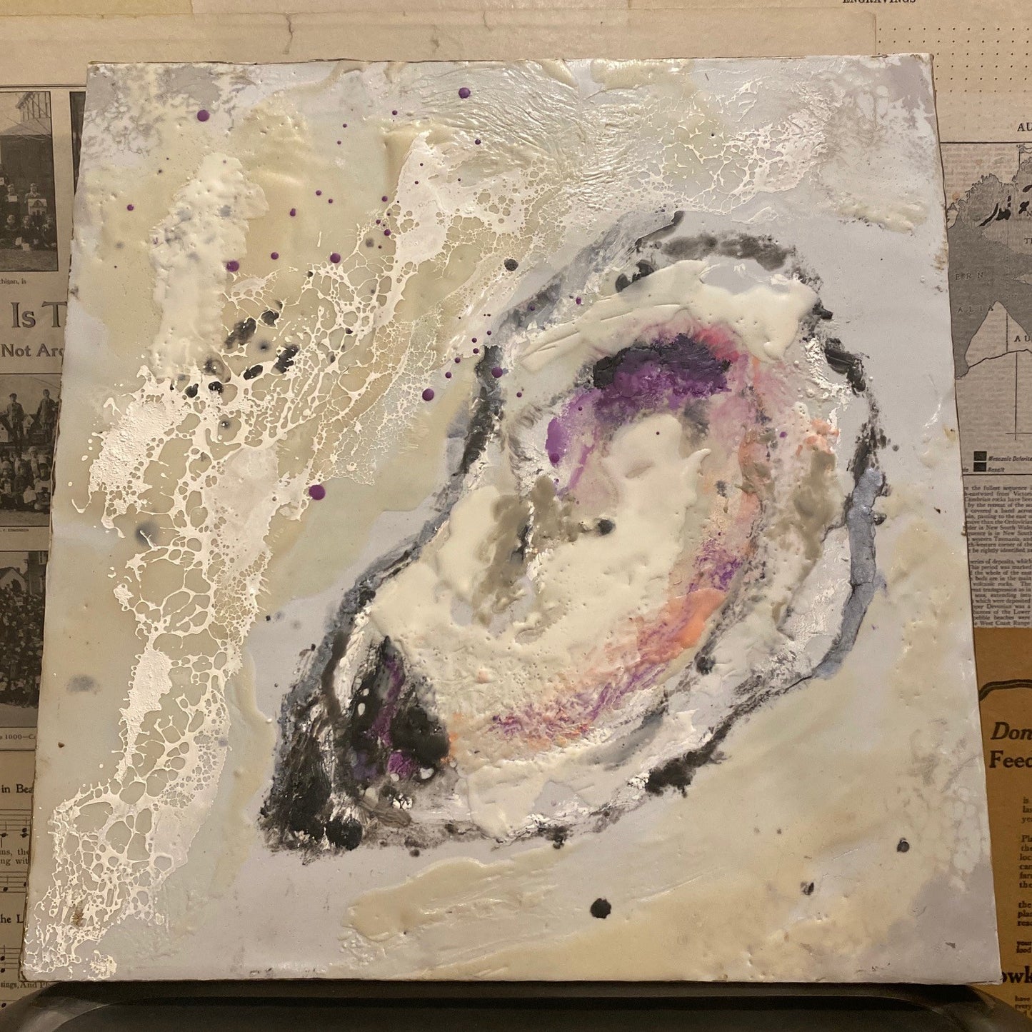 11" Oyster Encaustic #6 by Theresa Stirling
