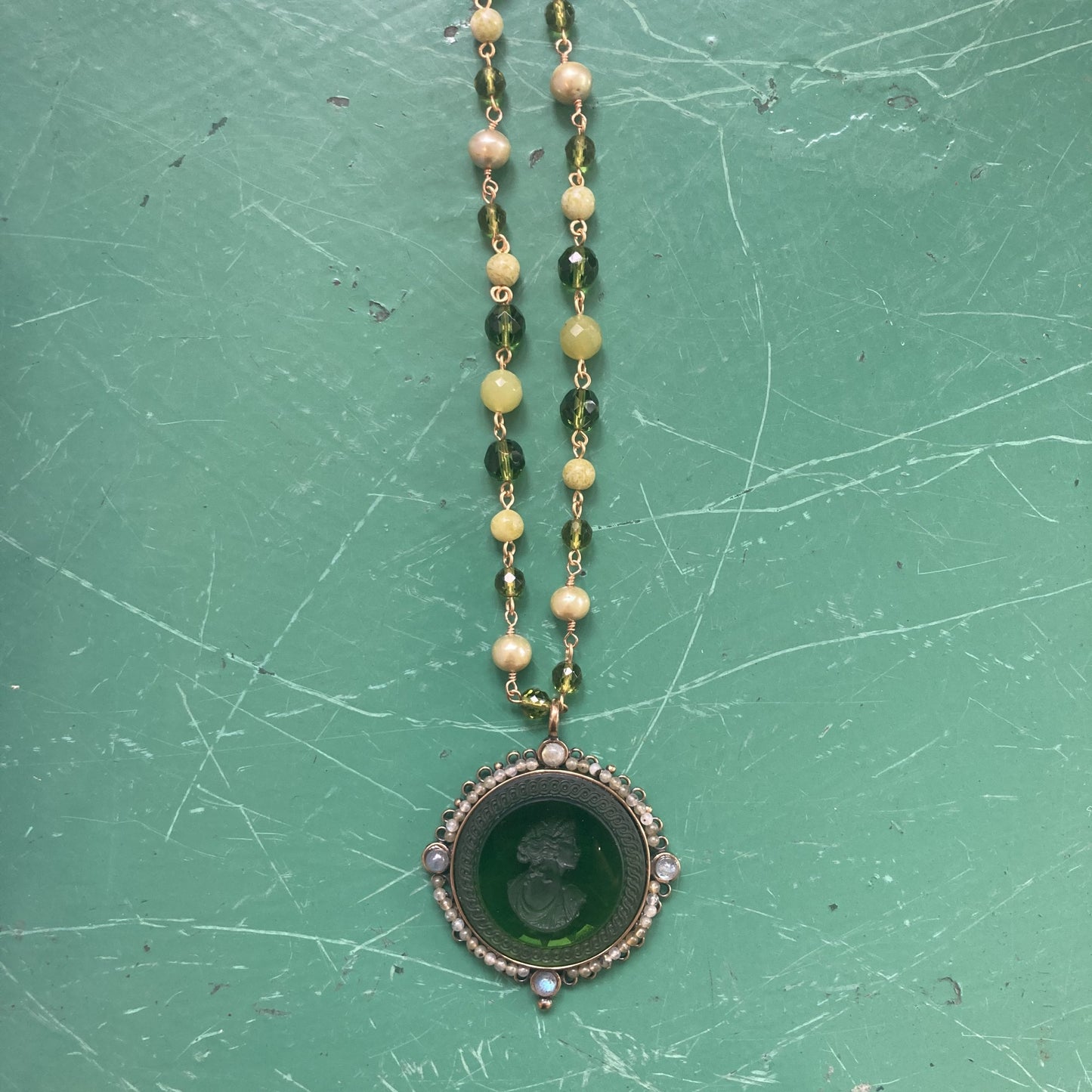 Olivine Rosary Beaded Necklace