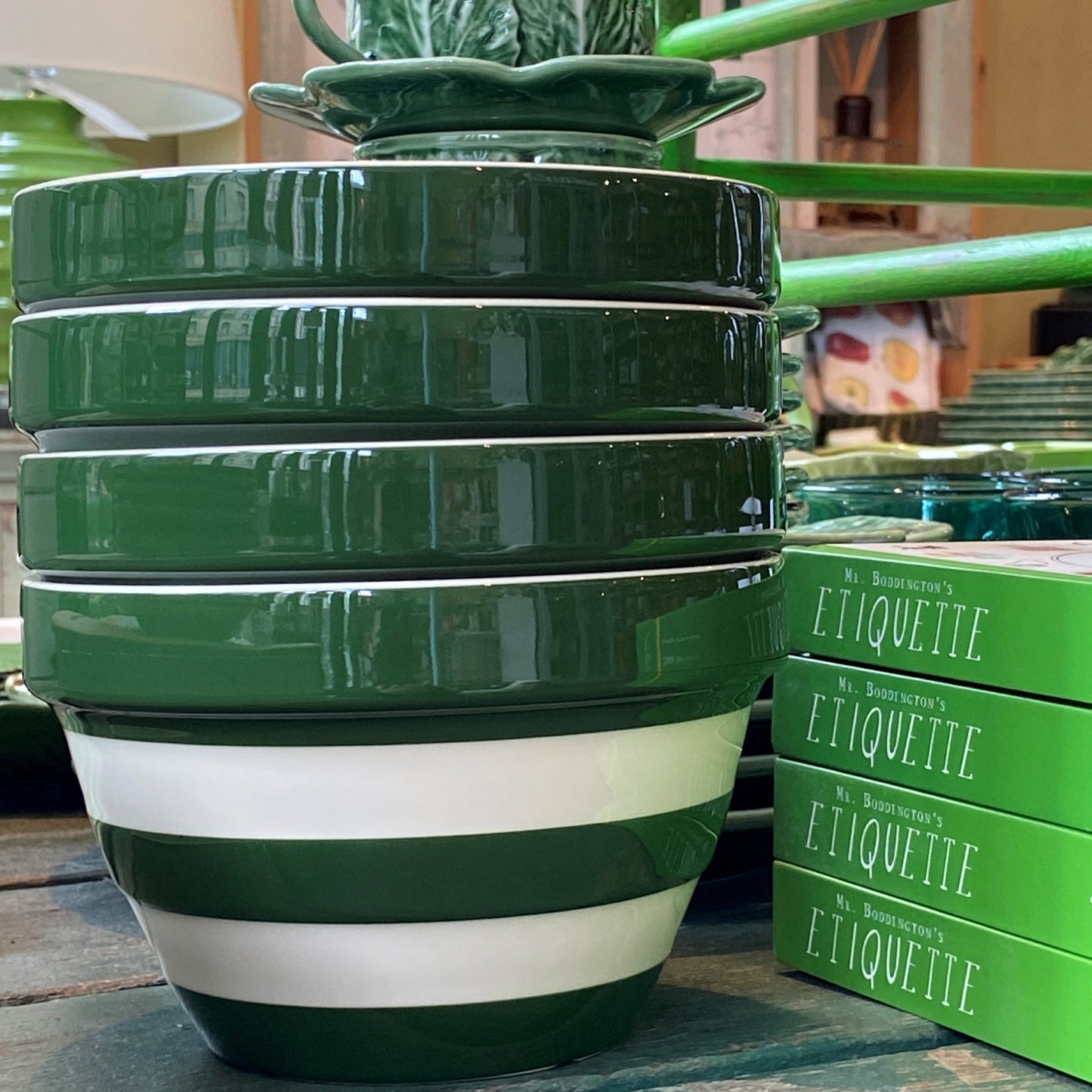 Cornishware Green Striped Mixing Bowl