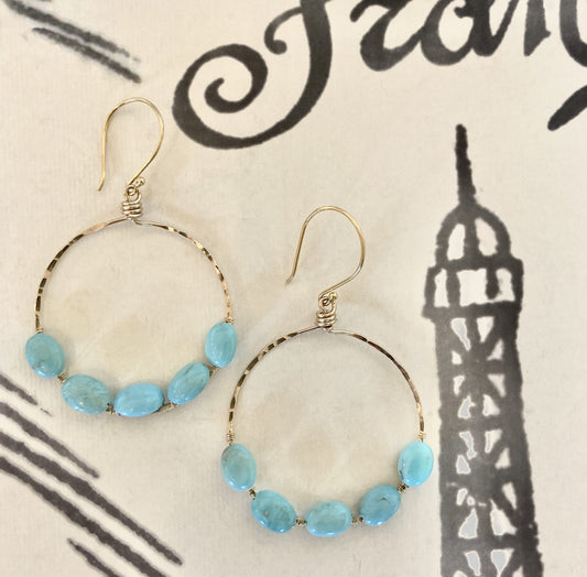 Round Turquoise Gold Fill Earring