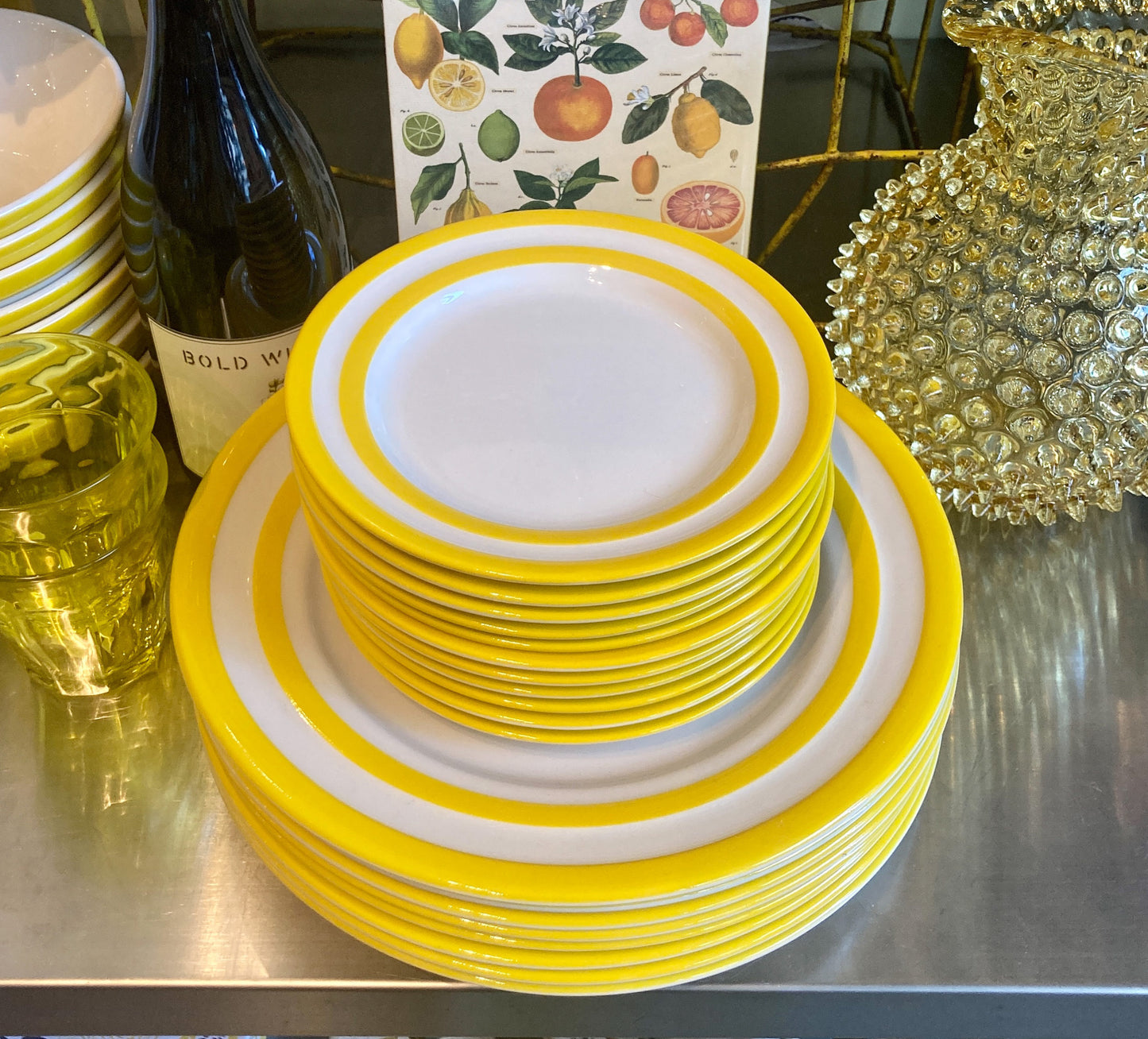 Cornishware Yellow Striped Dessert Plate