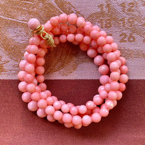 Coral Beaded Bracelet with Gold Clasp