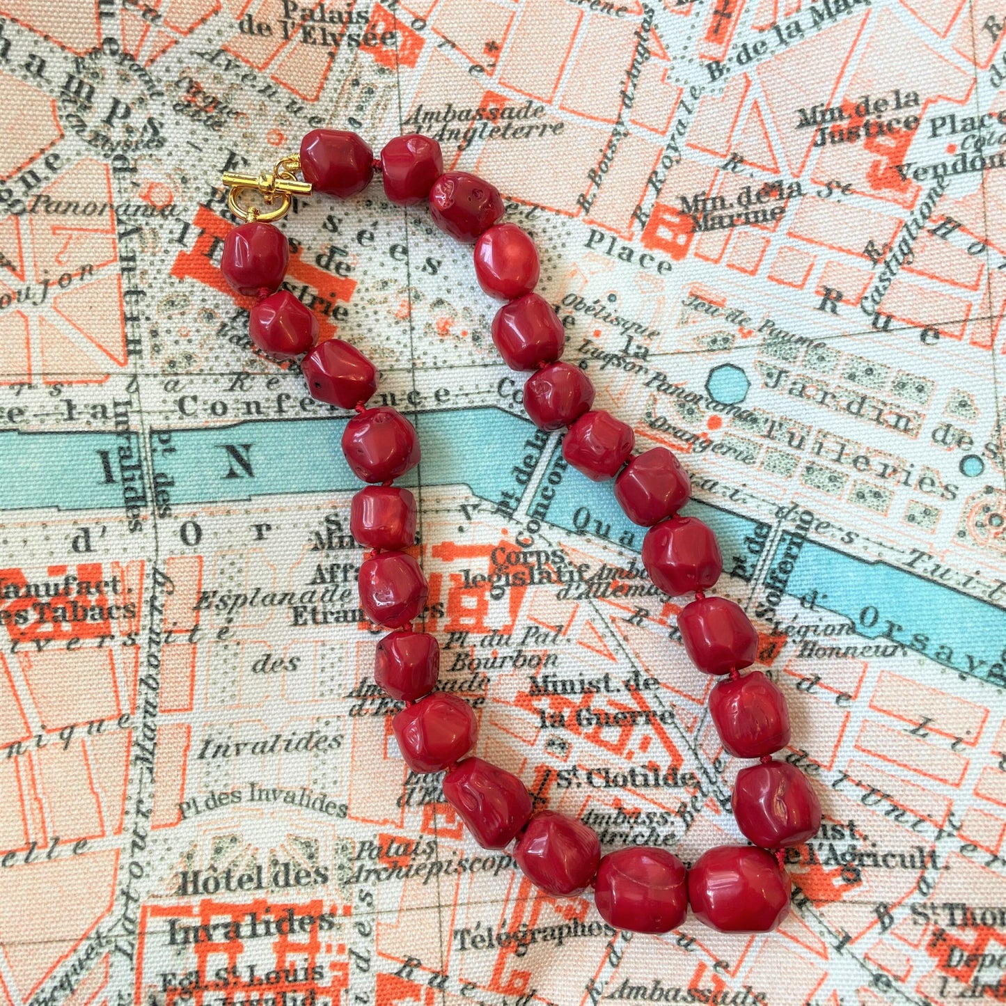 Chunky Coral Nugget Necklace