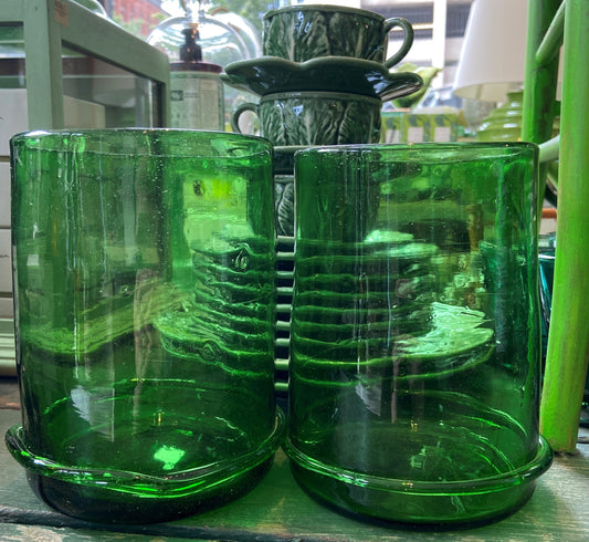 French Handmade Green Vase