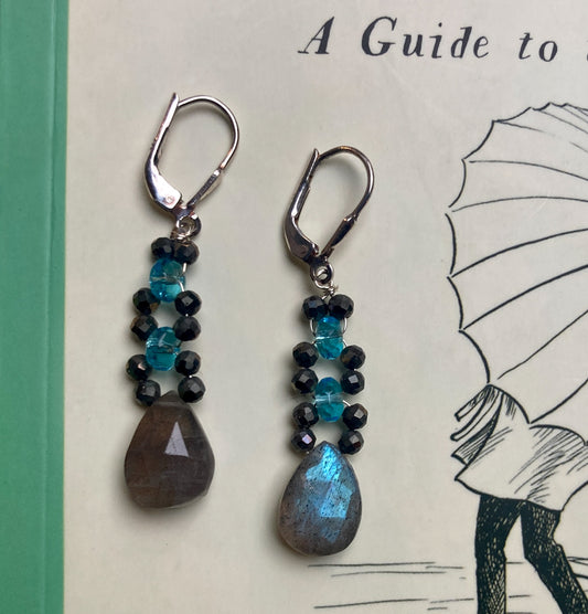 Silver Chip and Turquoise Earrings