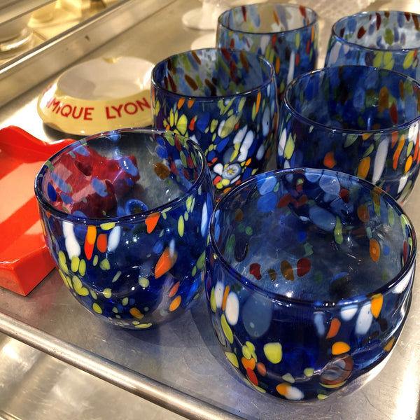 Fine Murano glassware decorated blue set