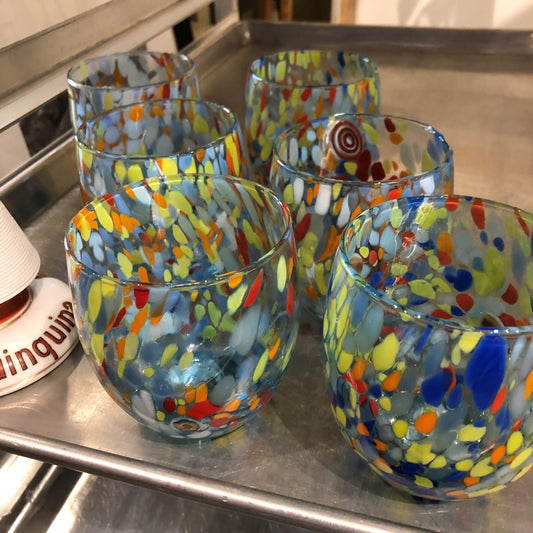 Light Blue Round Murano Glass