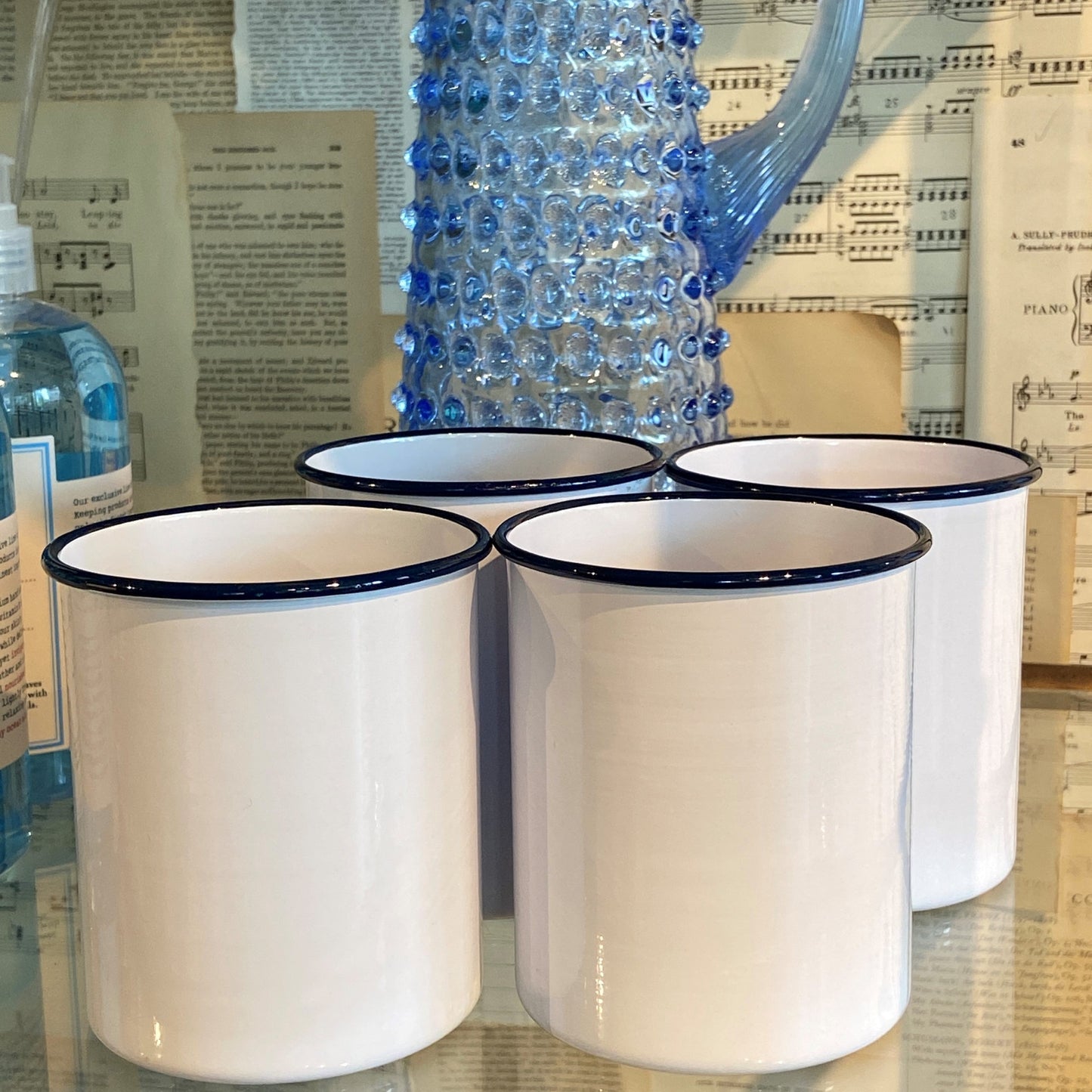 White and Blue Enamel Cup