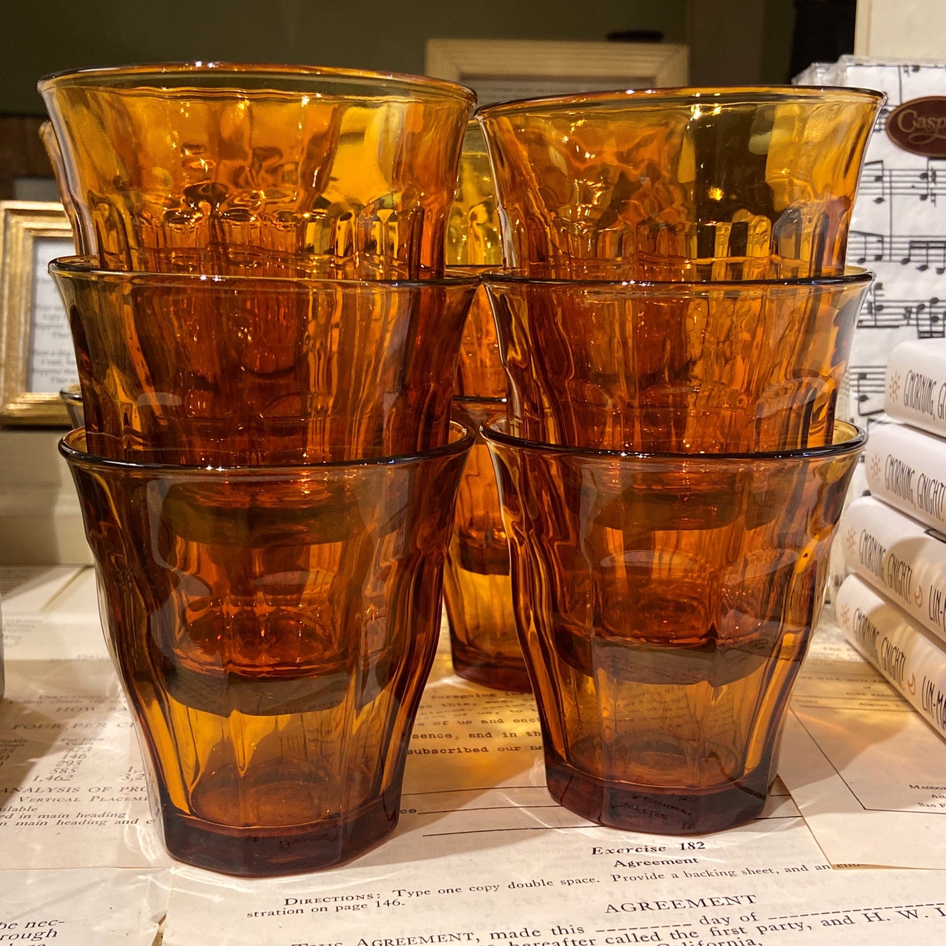 VINTAGE AMBER GLASS PITCHERS - Privet House Supply