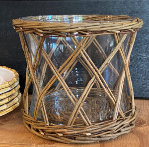 Large Wrapped Glass Candle Holder