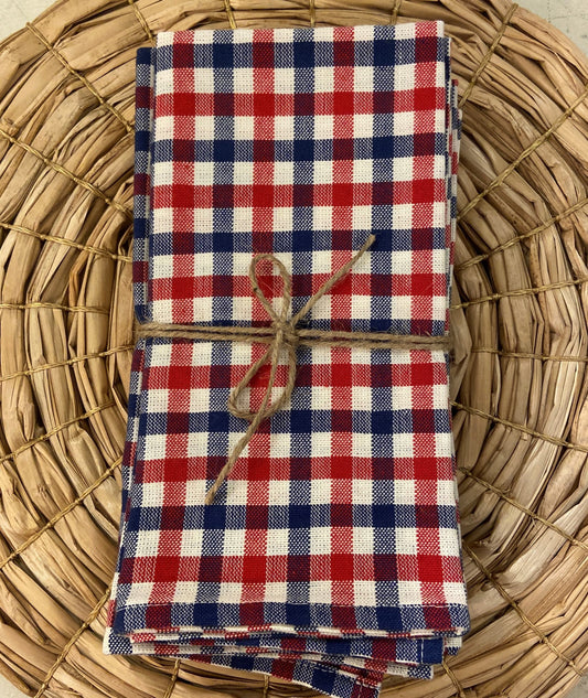 Red, White and Blue Gingham Napkin Set