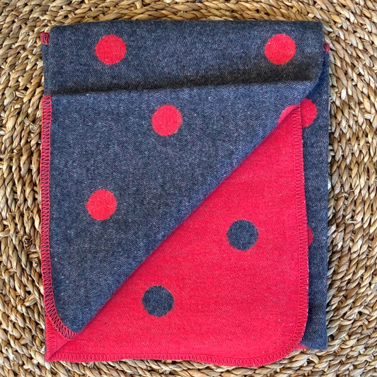Charcoal & Red Dotted Baby Blanket