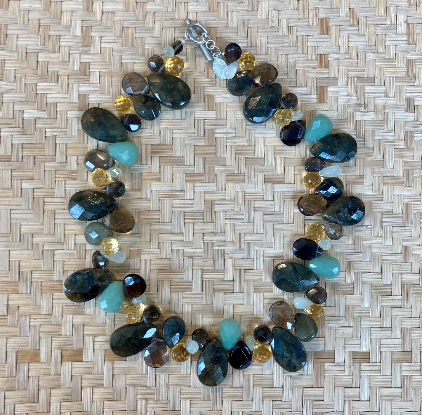 Labradorite and Quartz Teardrop Necklace