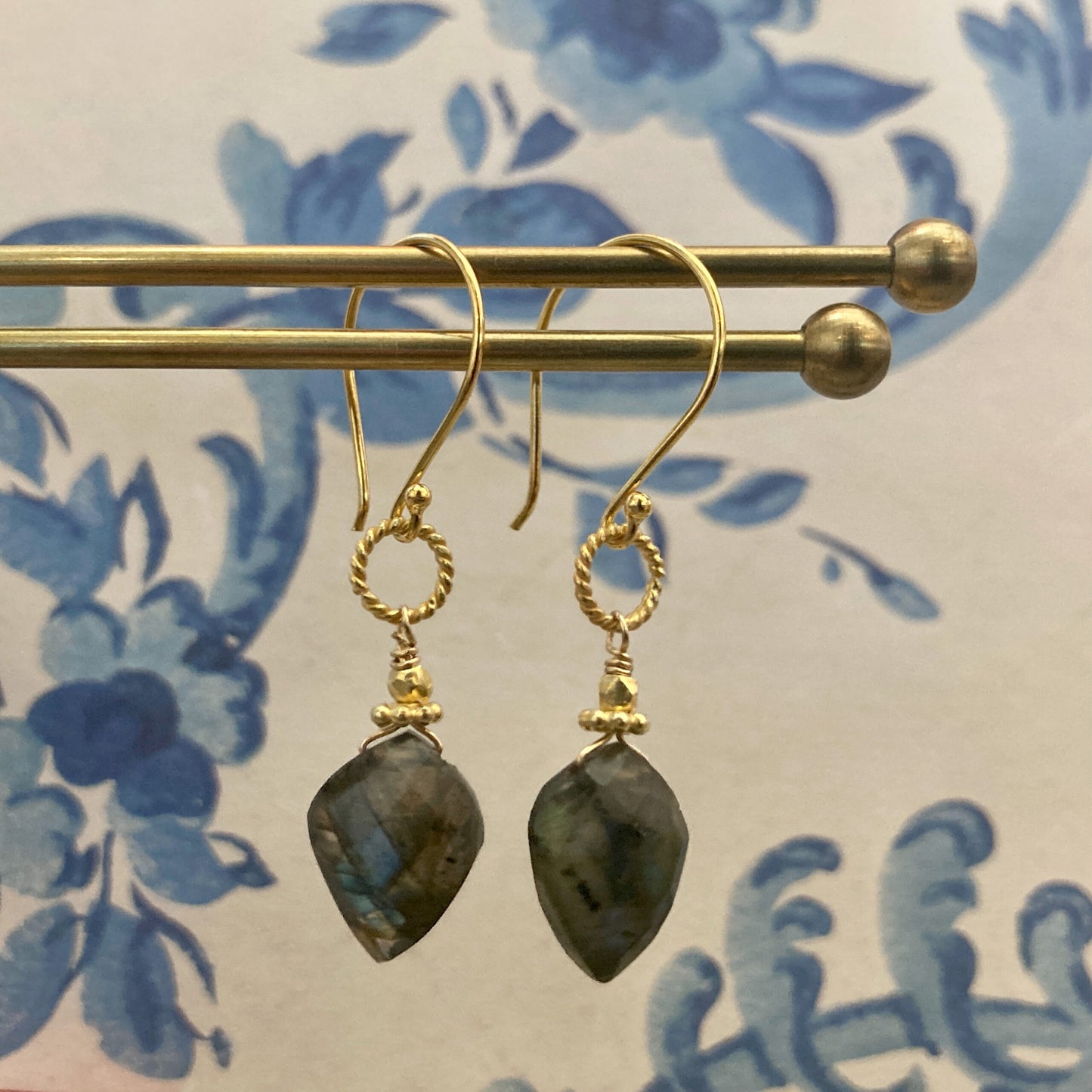 Labradorite Shield Dangle Earring