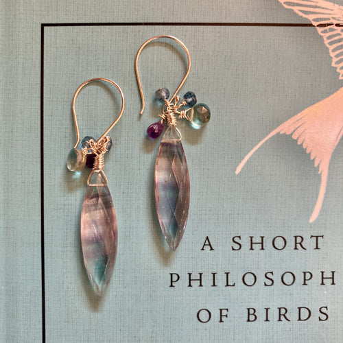 Fluorite Pendant Dangle Earrings