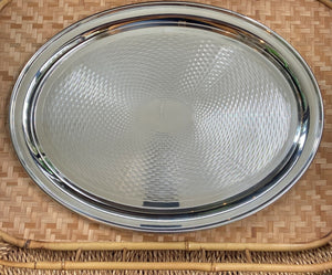Vintage Hotel Silver Oval Engine Turned Tray