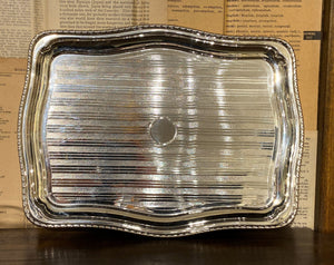 Vintage Hotel Silver Engine-Turned Tray, 12"