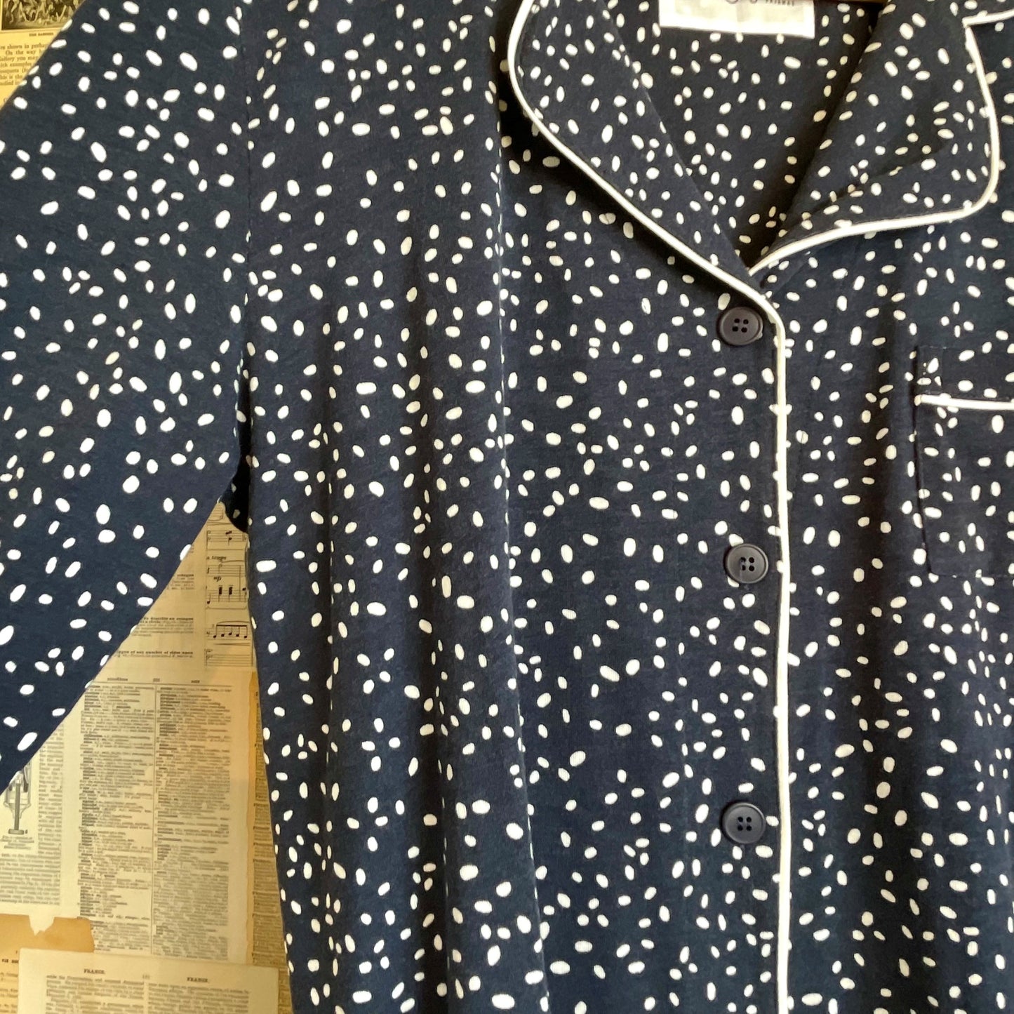 Black Confetti Pajama Set, Medium