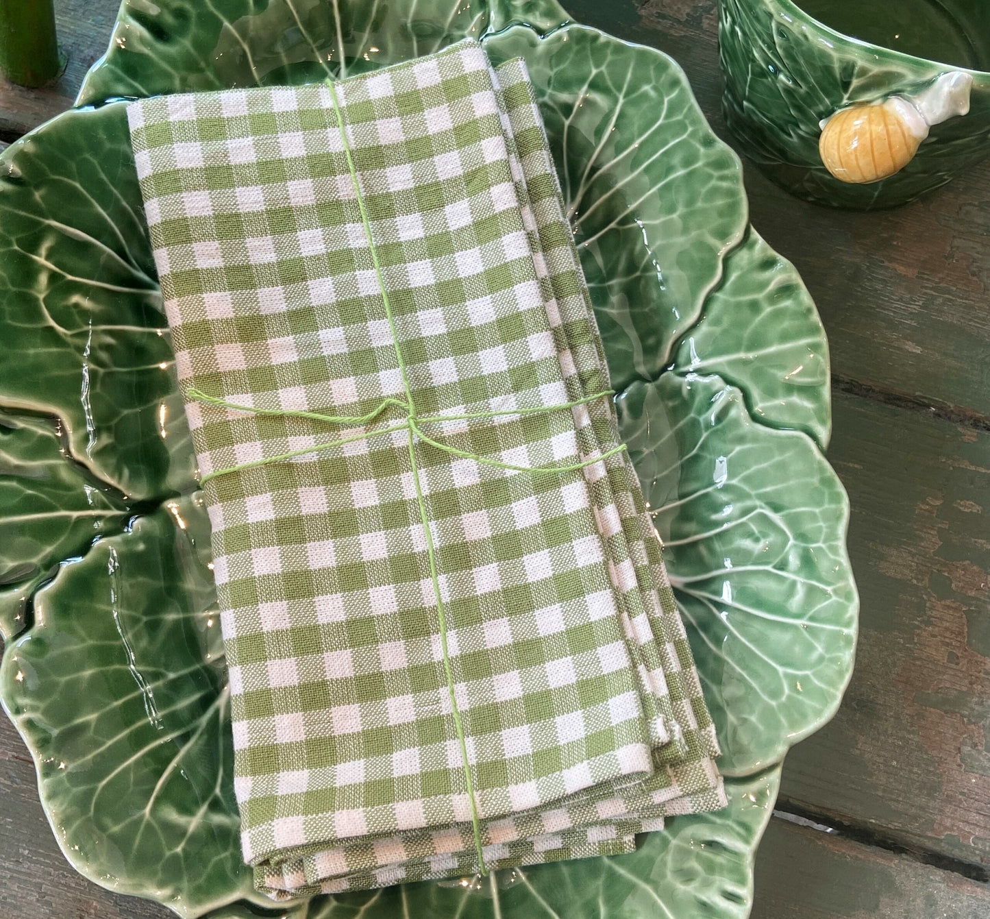 Olive Gingham Napkin Set