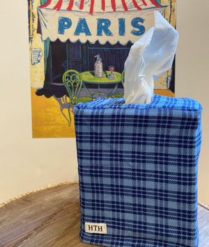 Blue Plaid Tissue Box Cover