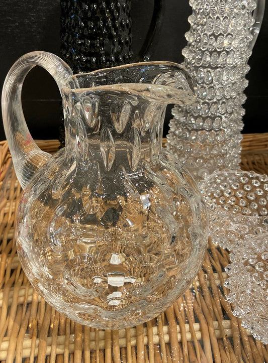 Round Bubble Clear Glass Pitcher