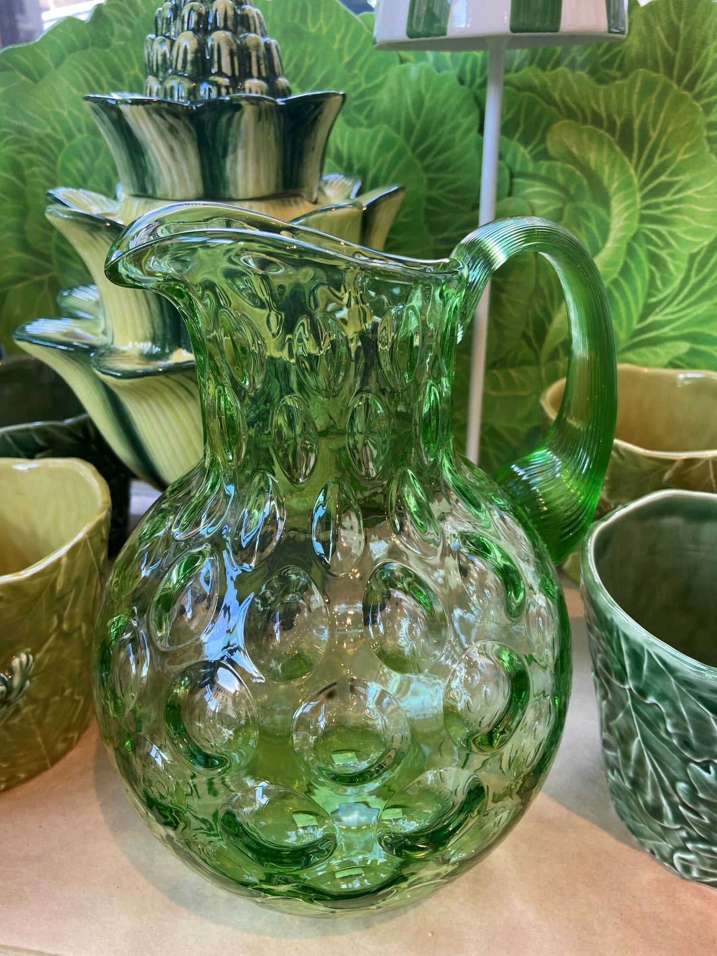 Round Bubble Light Green Pitcher