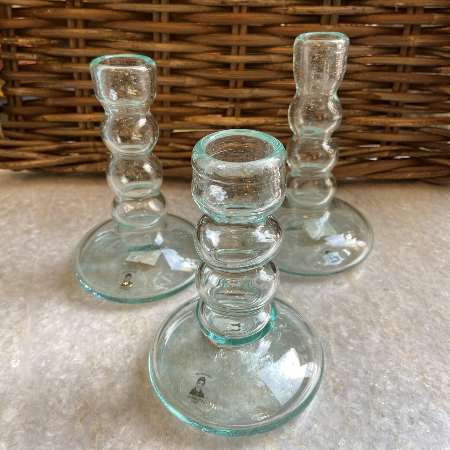 French Bougeoir Bulles Glass Candlestick
