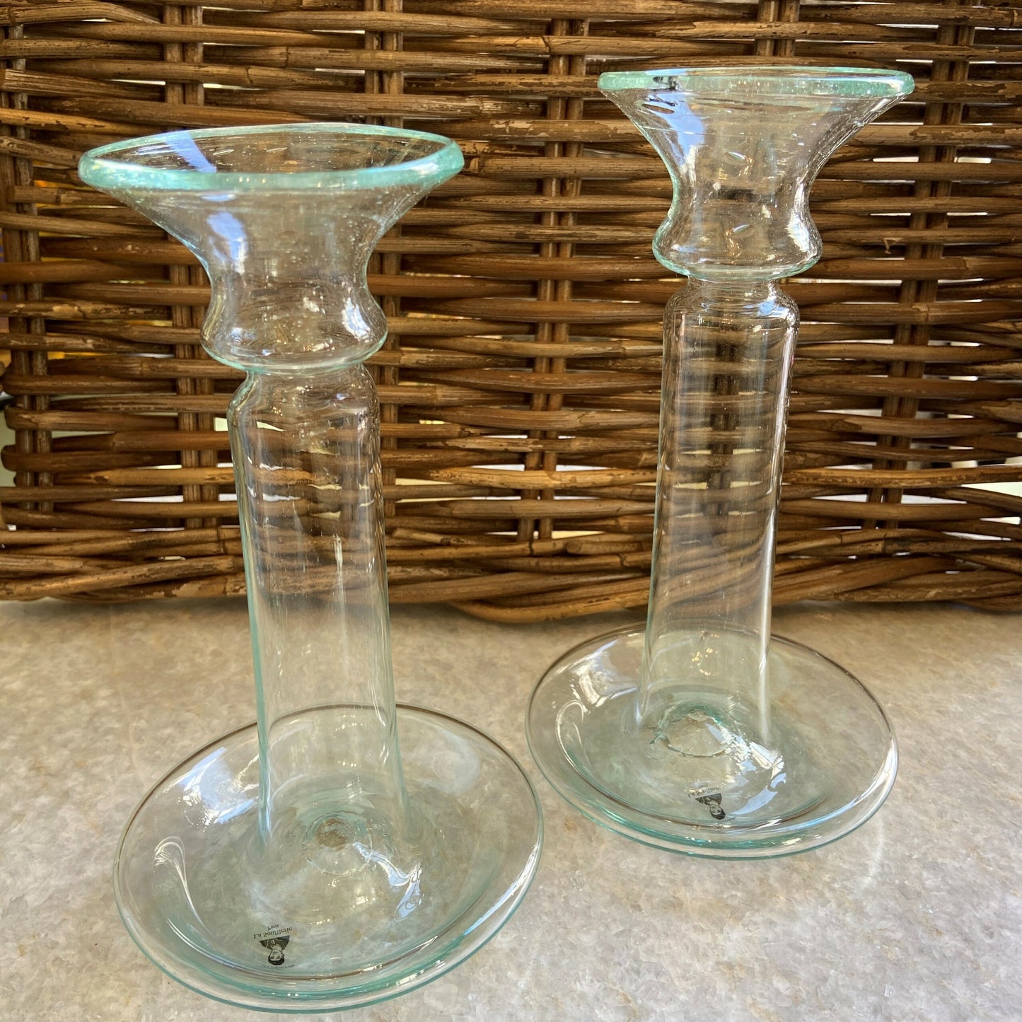 French Porta Clear Glass Candleholder