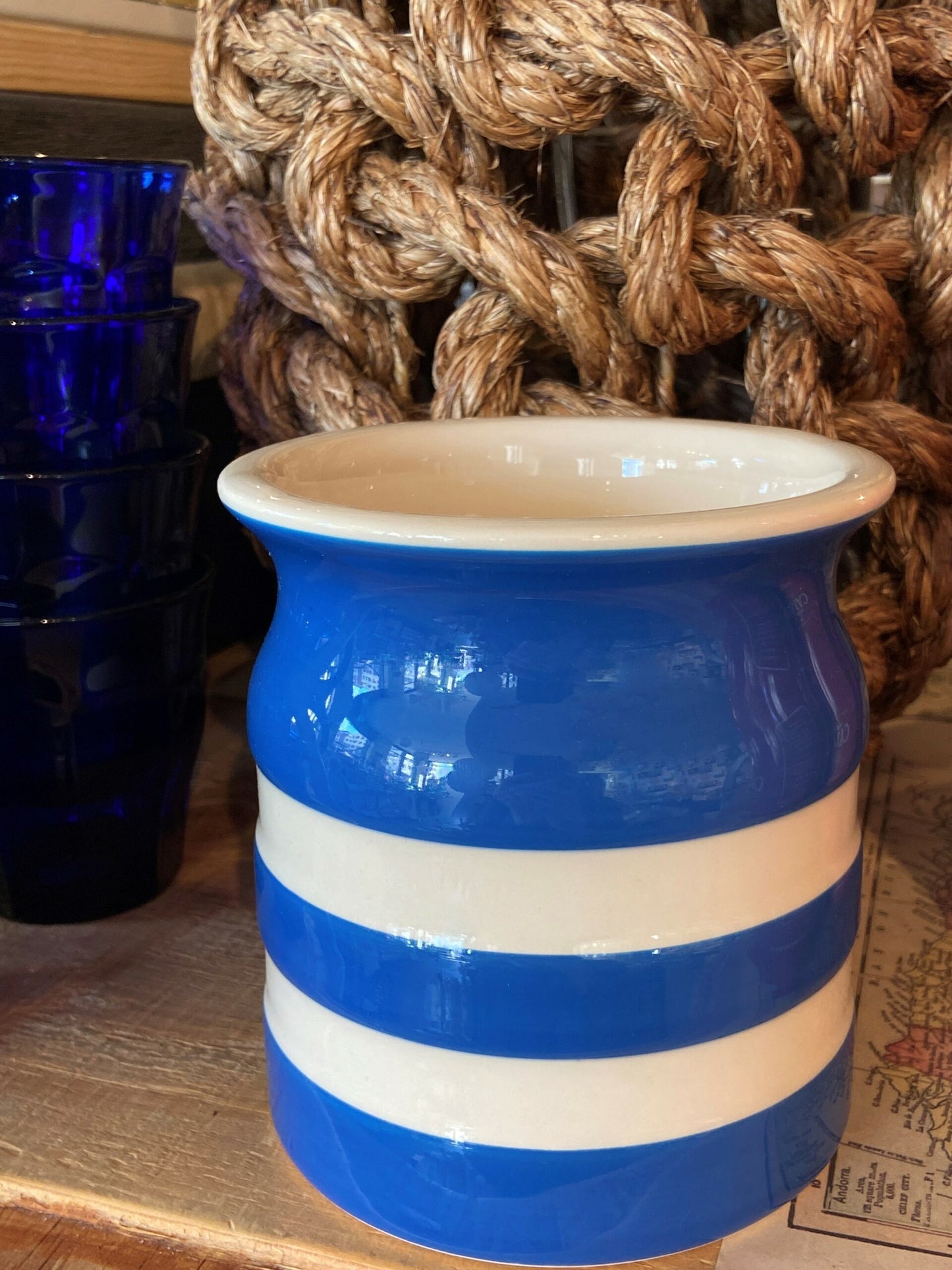 Cornishware Blue Utensil Jar