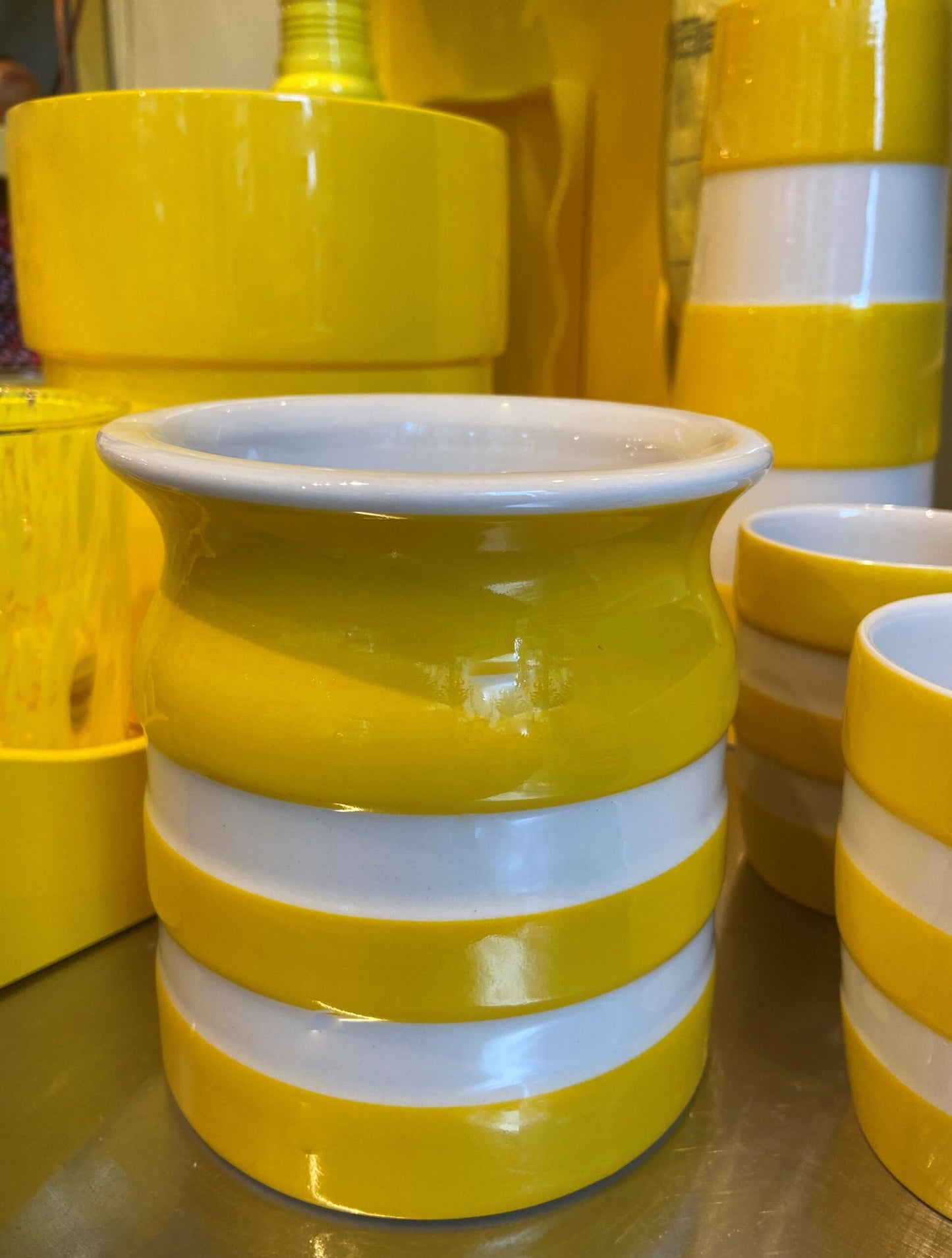 Cornishware Yellow Utensil Jar