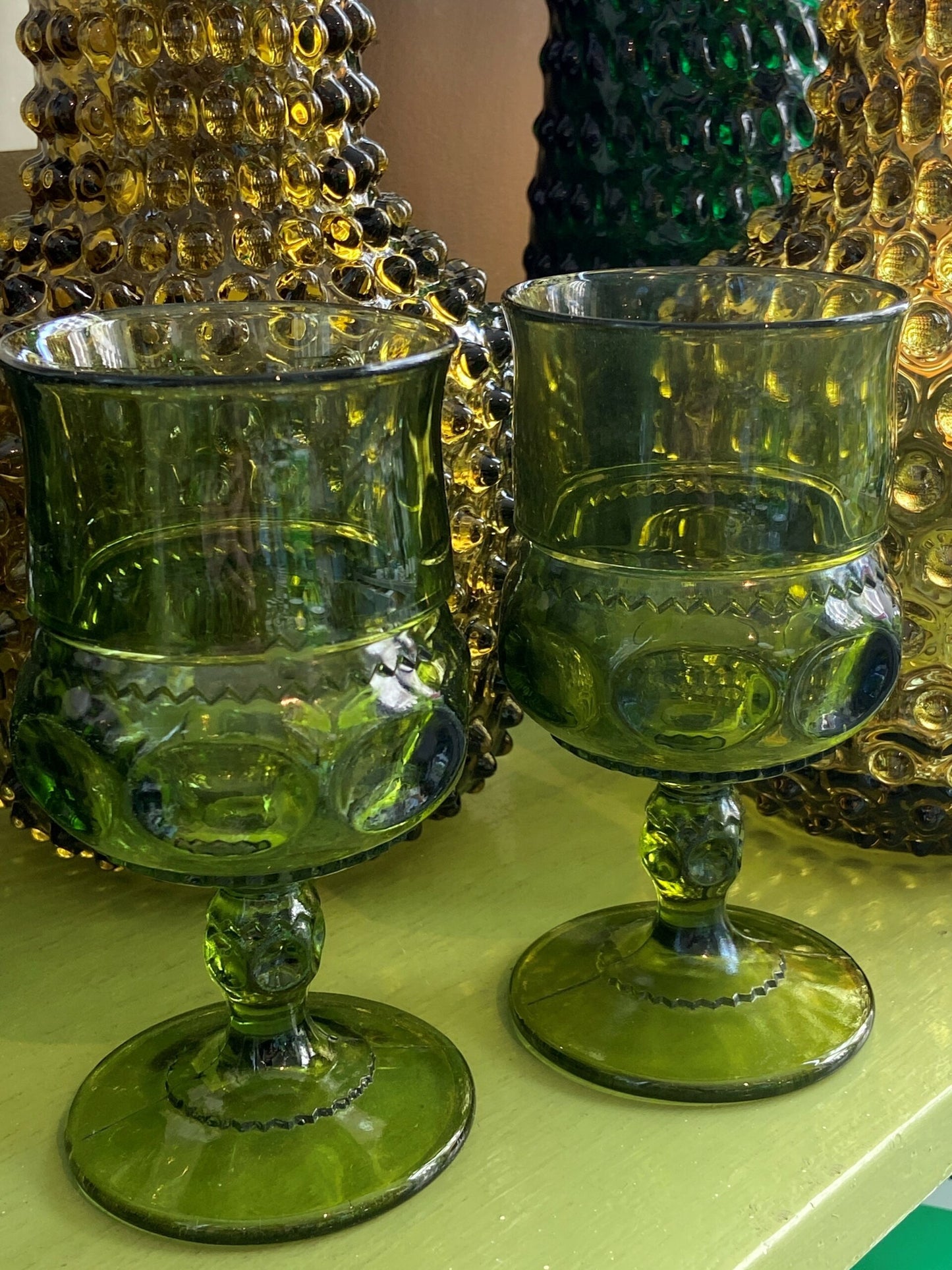 Vintage Wine Goblet in Green