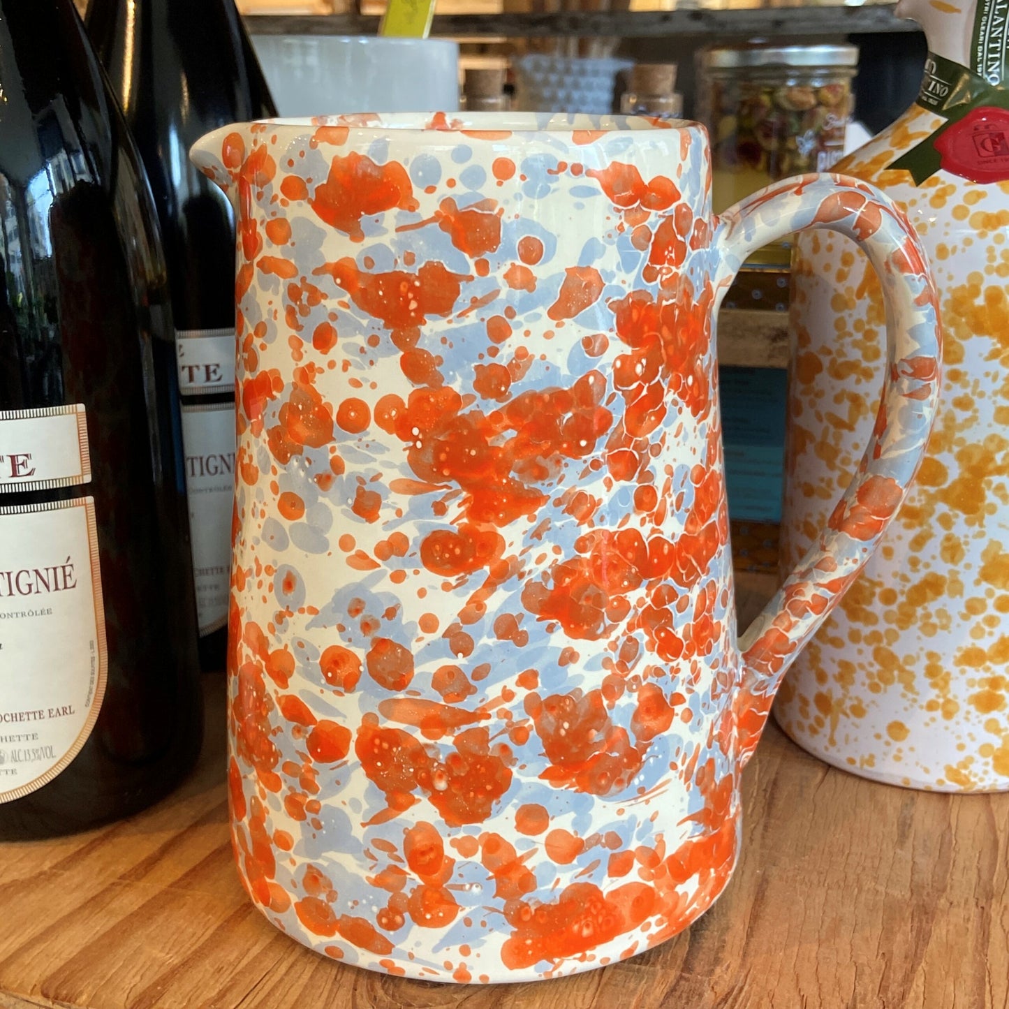 Orange & Grey Splatterware Pitcher