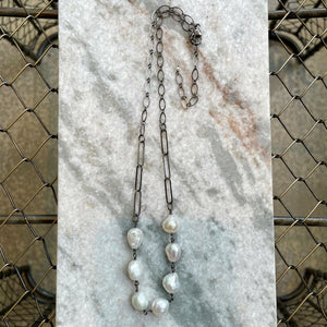 Pearl with Oval Chain Necklace