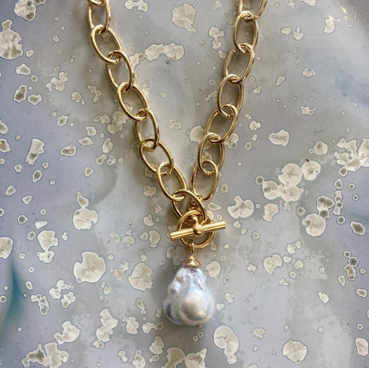 Open Cable Baroque Pearl Necklace