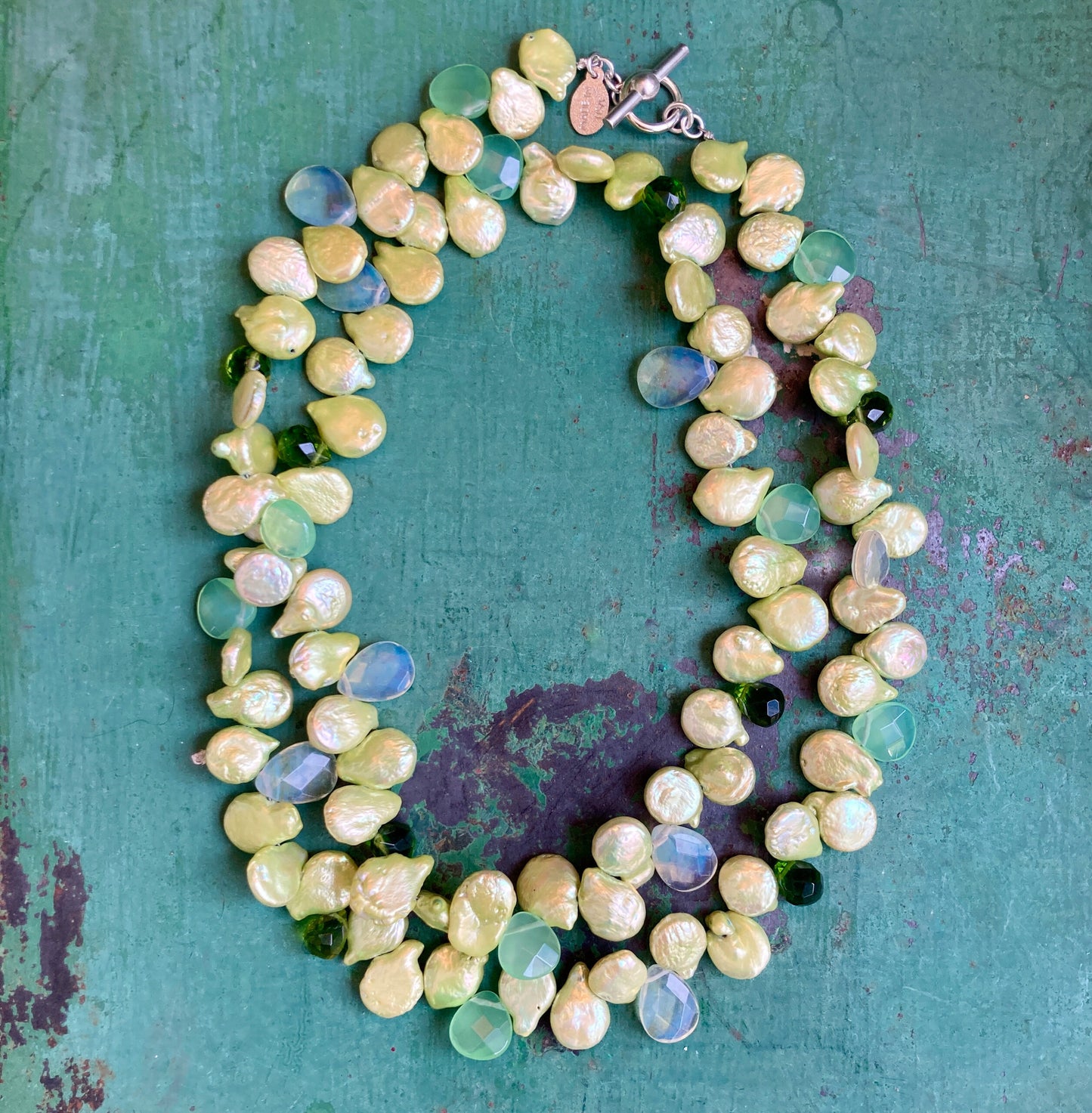 Green Two Strand Pearl Necklace