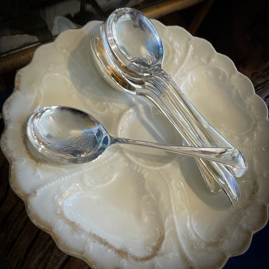 Vintage Hotel Silver Chowder Spoon, 7"