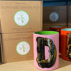 "D" Twig Bridie Hall Alphabet Brush Pot