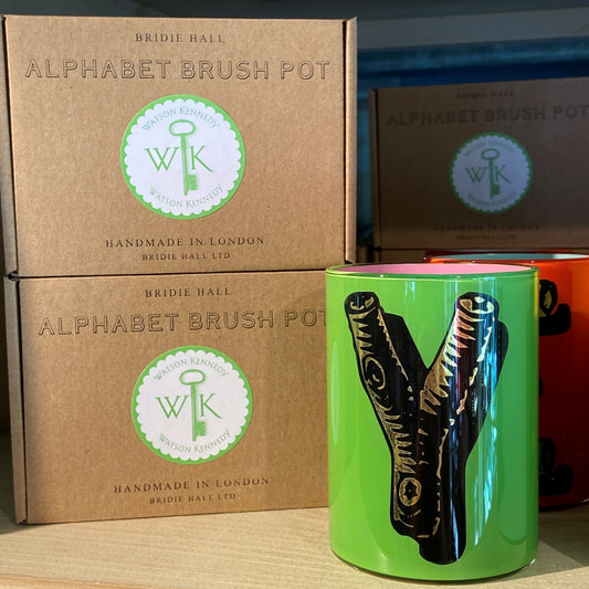 "Y" Twig Bridie Hall Alphabet Brush Pot