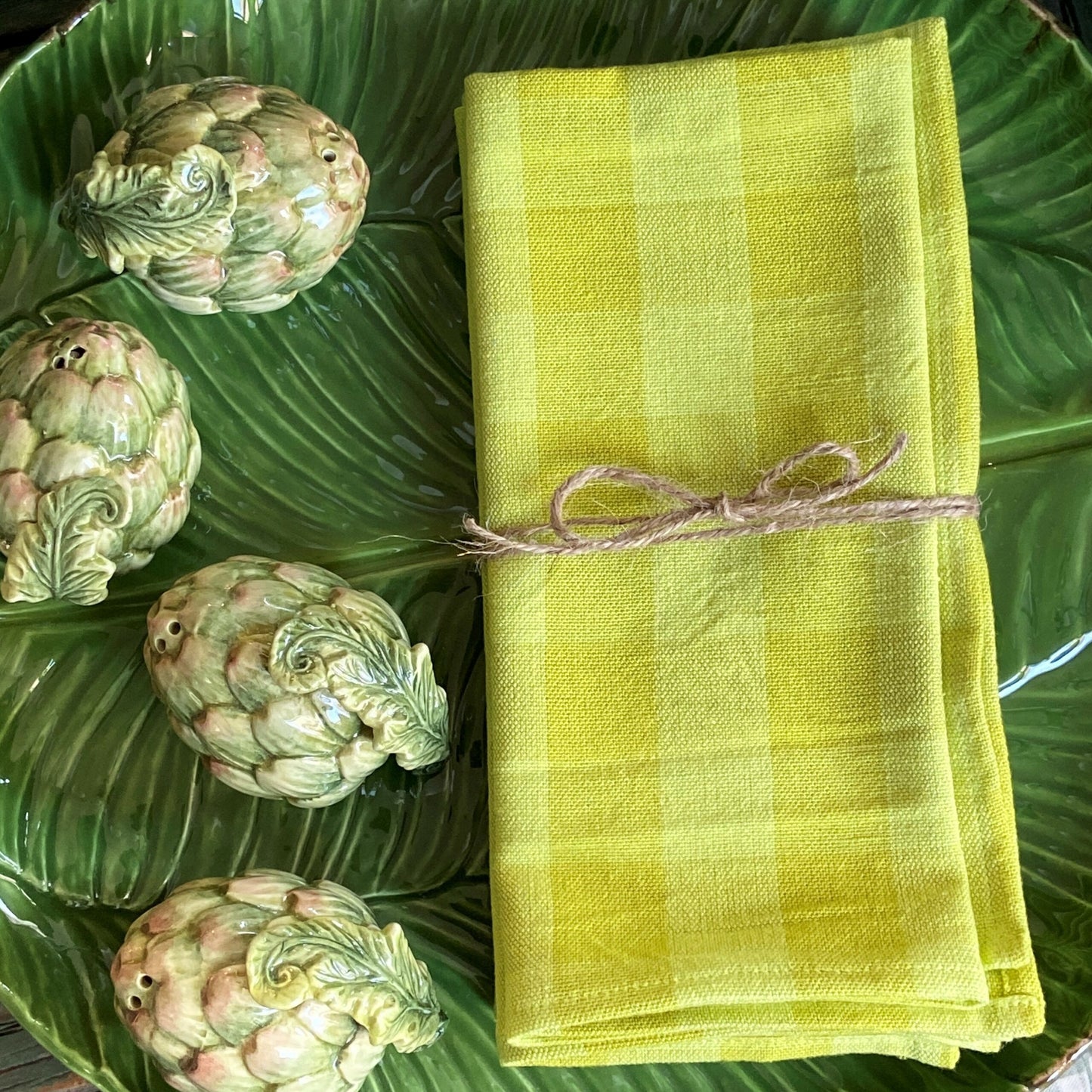 Citron Gingham Napkin Set