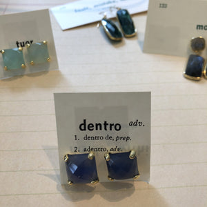 Blue Square Post Earrings