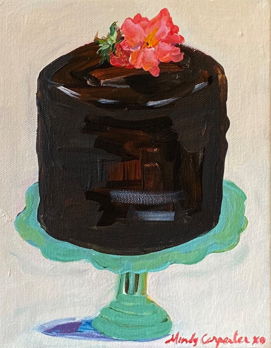 Chocolate Cake on a Jadeite Cake Stand by Mindy Carpenter