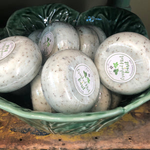 Crushed Mint and Basil Round Soap