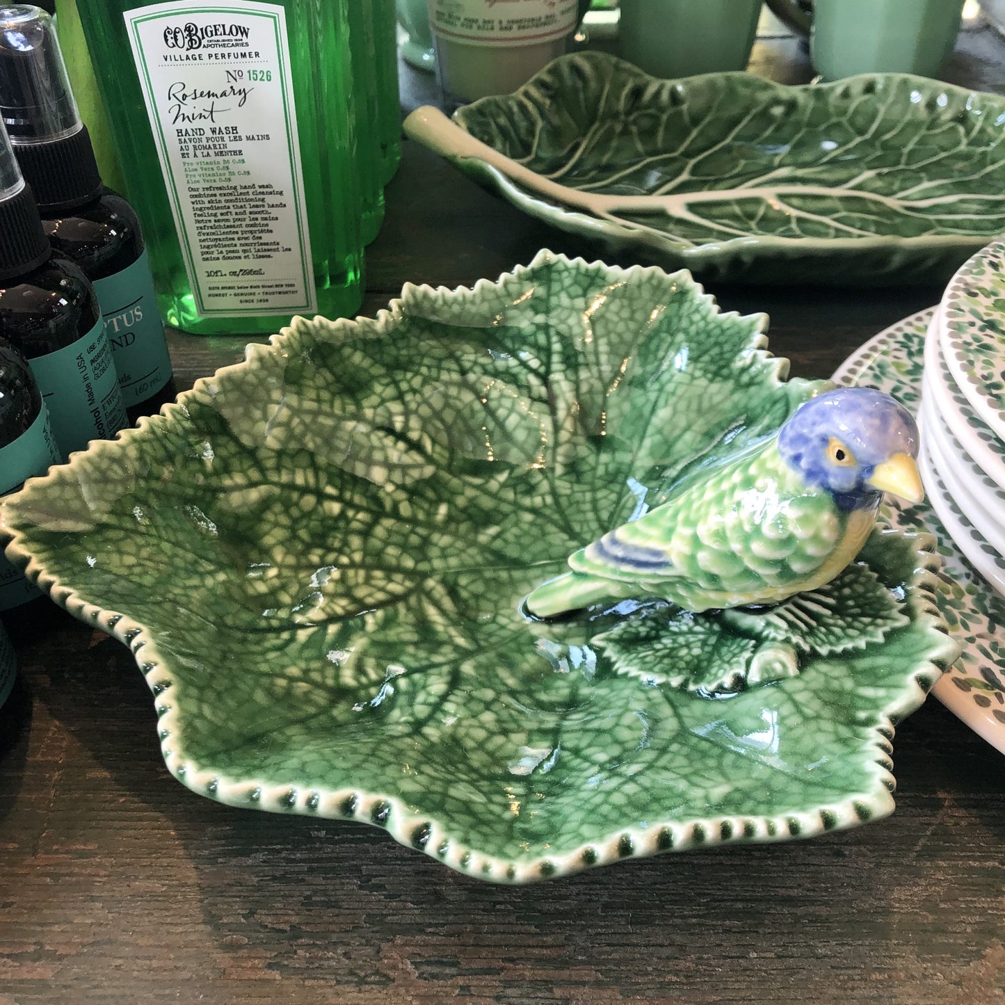 Ragwort Leaf with Blue Bird Dish