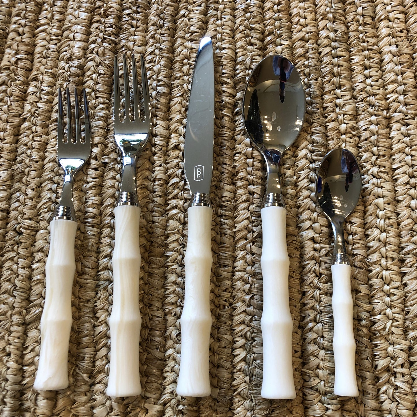 Ivory Bamboo Style Flatware Set of Five