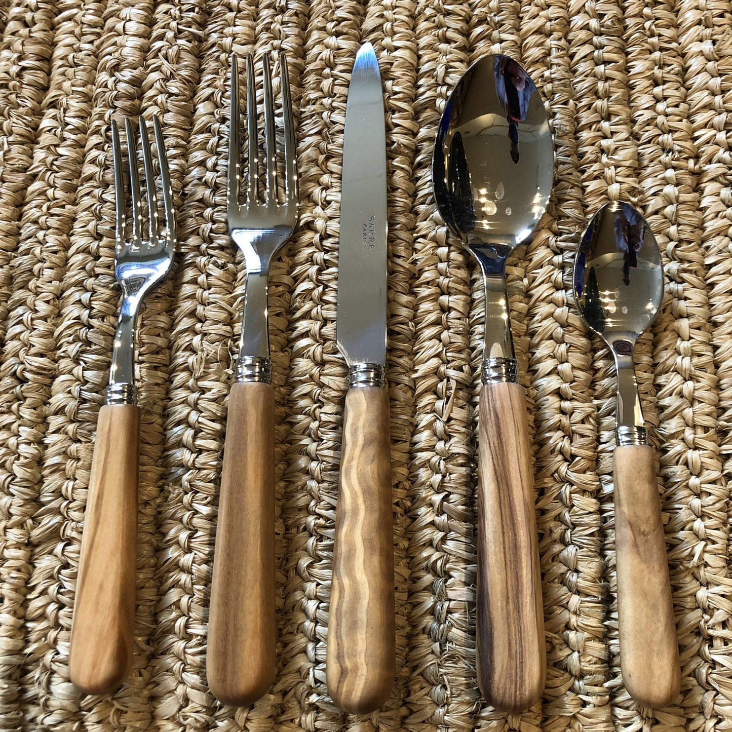 French Olive Wood Cutlery Set of Five