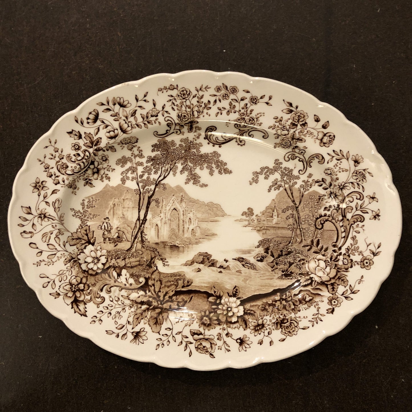 Vintage Brown Oval Dish