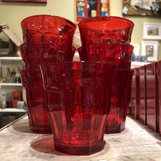 Red French  Bistro Glass