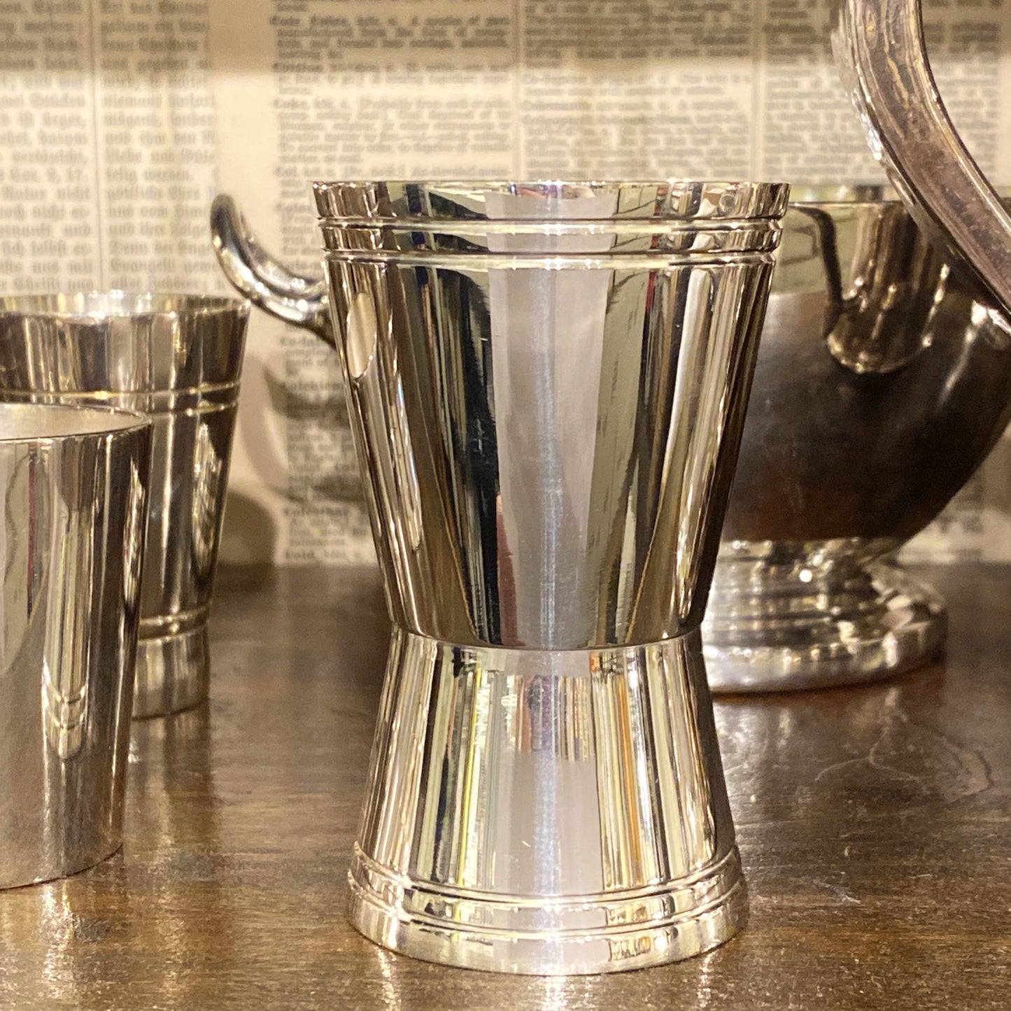 Vintage Hotel Silver Angled Double Jigger